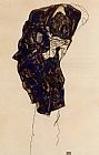 Egon Schiele Canvas Paintings - Man Bencind Down Deeply